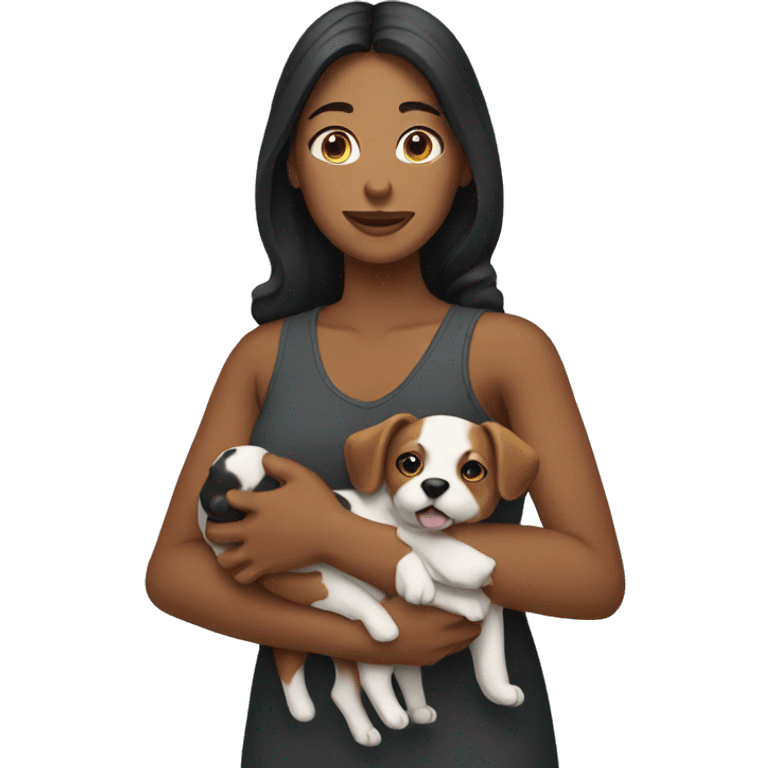 Woman holding dog emoji