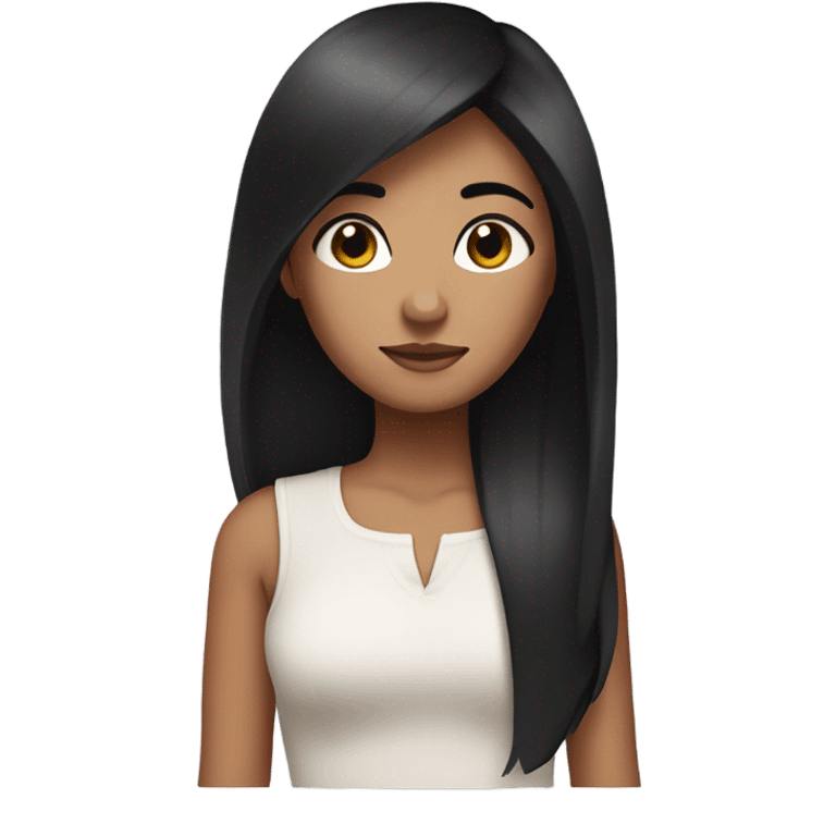 Girl with black straight hair and brown eyes emoji