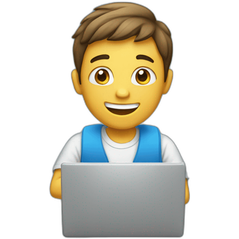 happy Boy using laptop  emoji