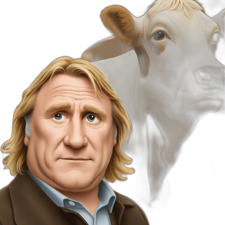 gerard depardieu behind a cow emoji