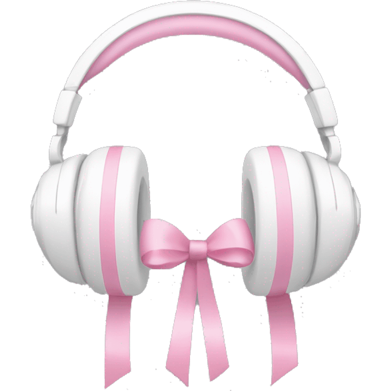 white headphones with baby pink ribbons on the sides  emoji