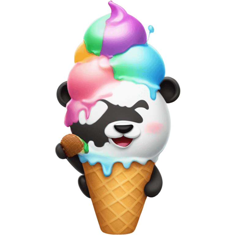 Panda eating ice cream emoji