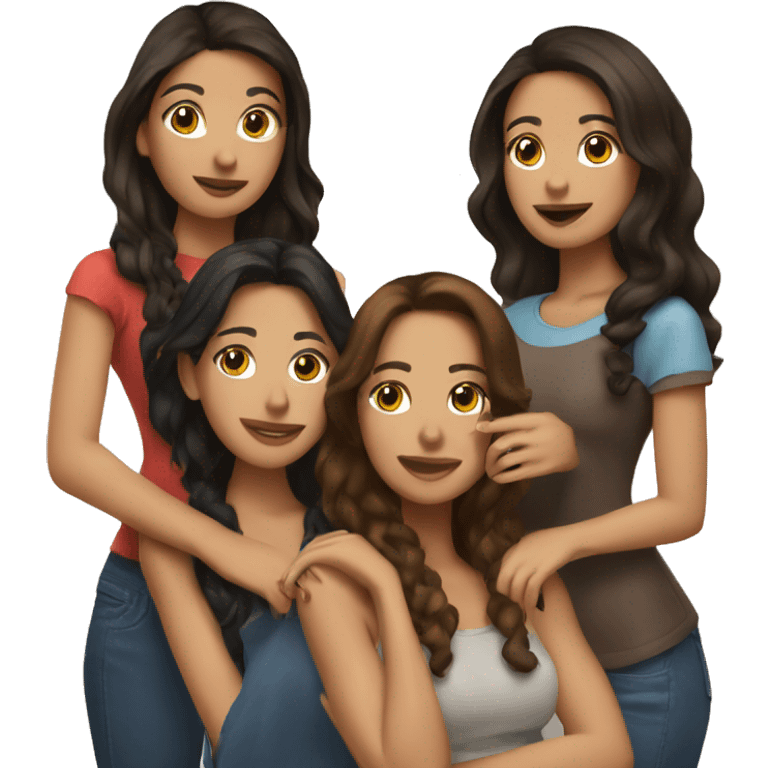 3 brunette latin female friends emoji