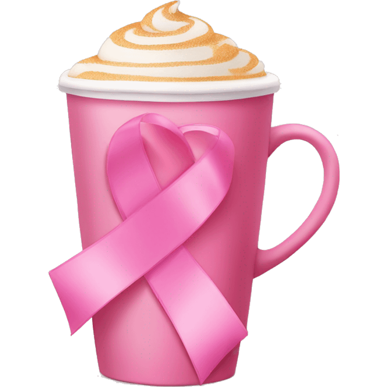 Pink Ribbon and cup of latte emoji