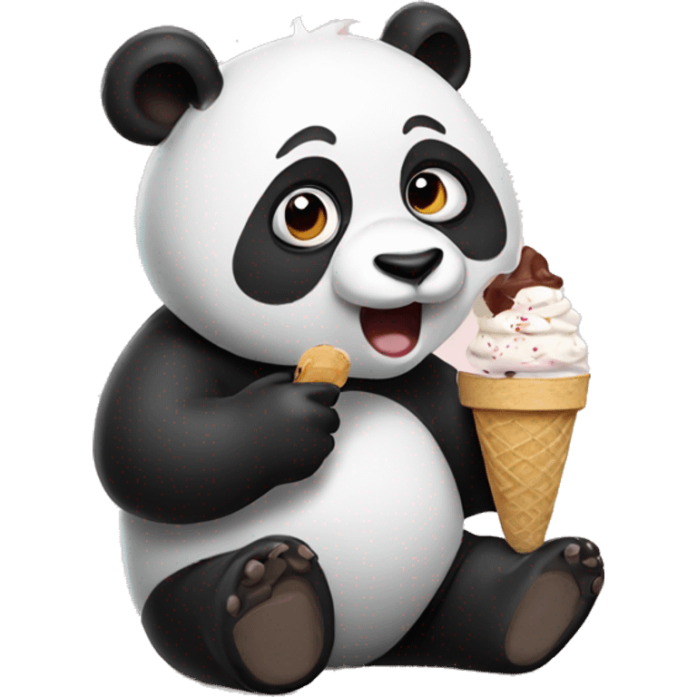 Panda eating ice cream emoji