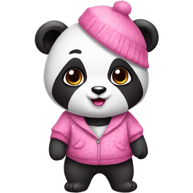 Panda in cute outfit pink emoji