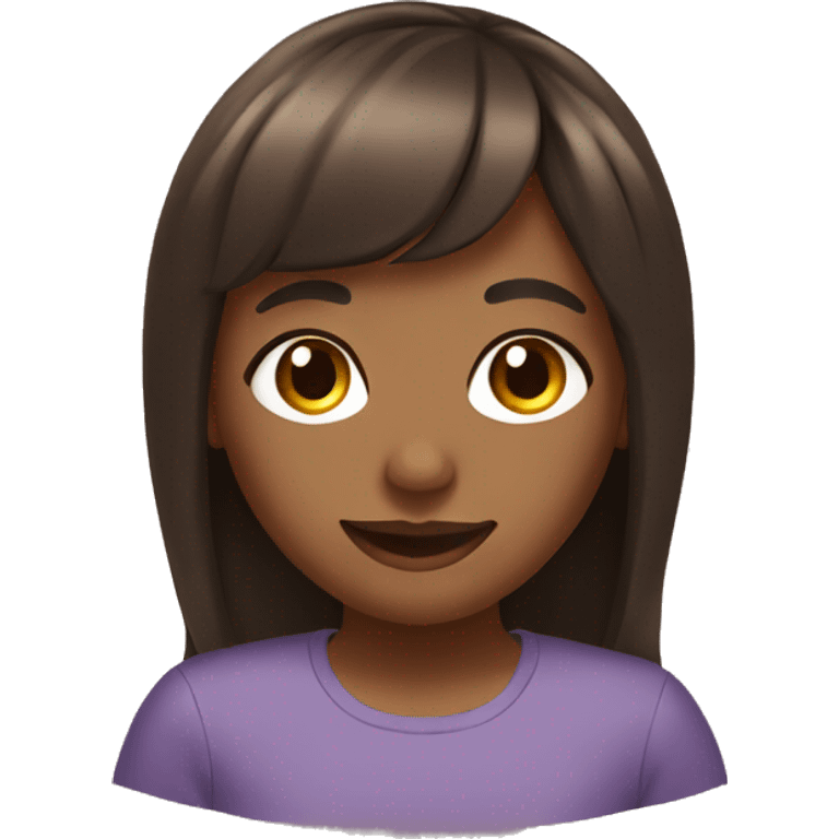 Brown girl with bangs smiling  emoji