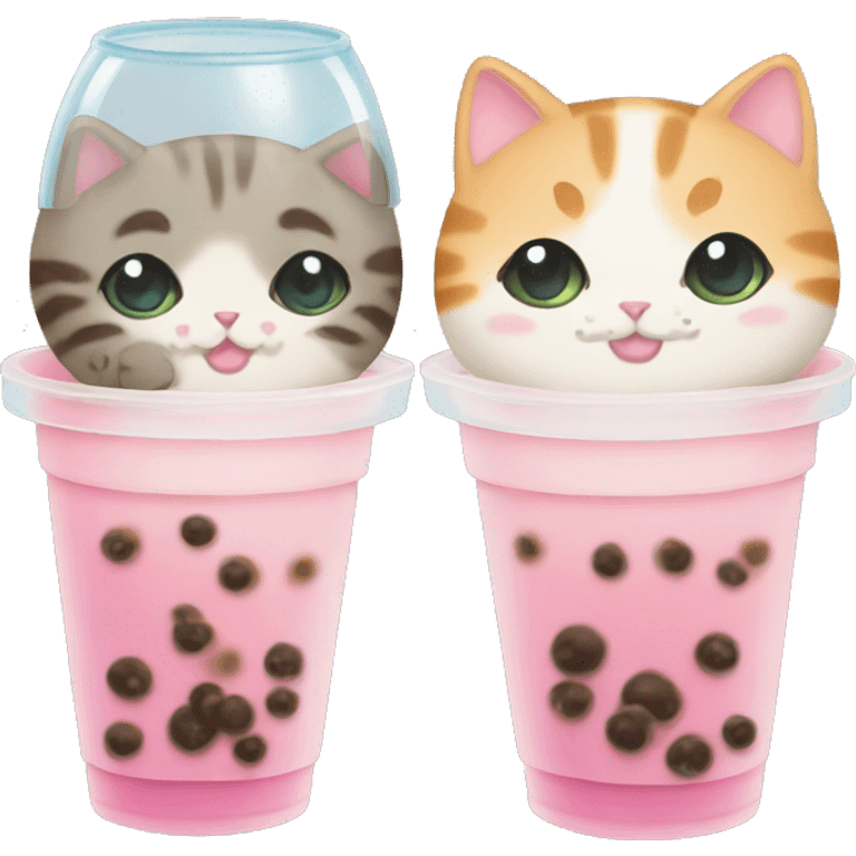 Bubble tea cat couple emoji