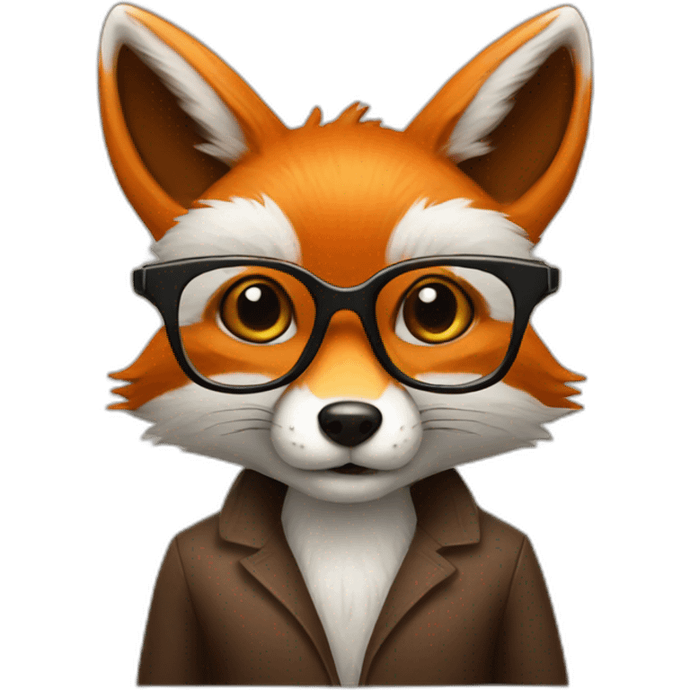 fox with glasses and coffee emoji