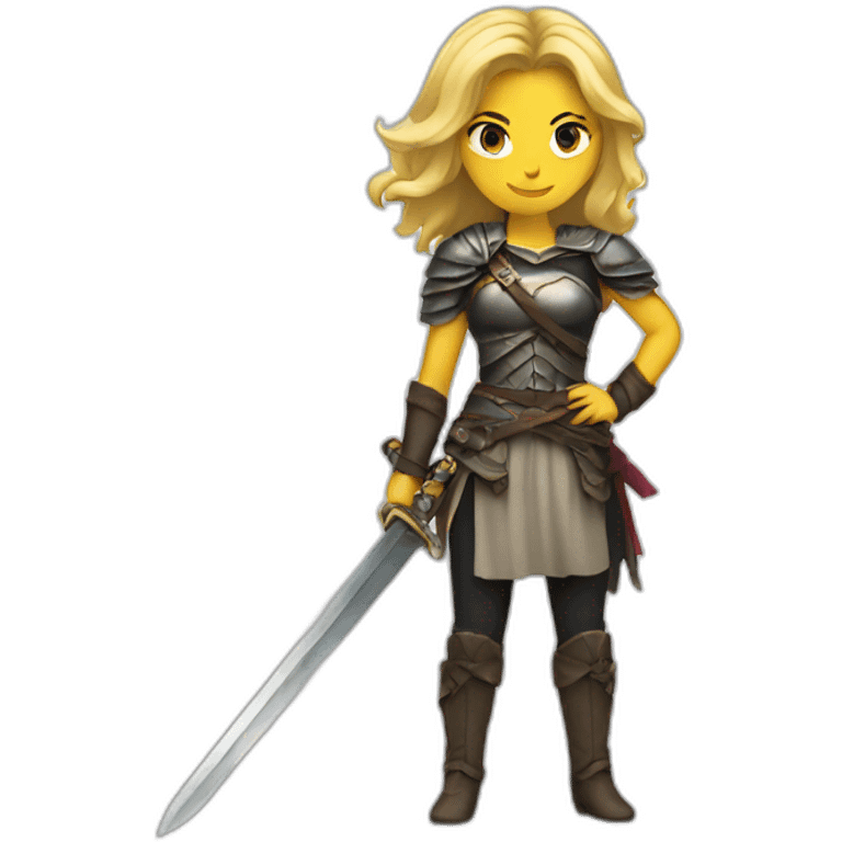 Woman blonde with sword emoji