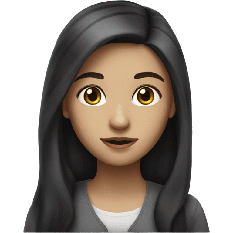 studing white girl wit long dark hair emoji