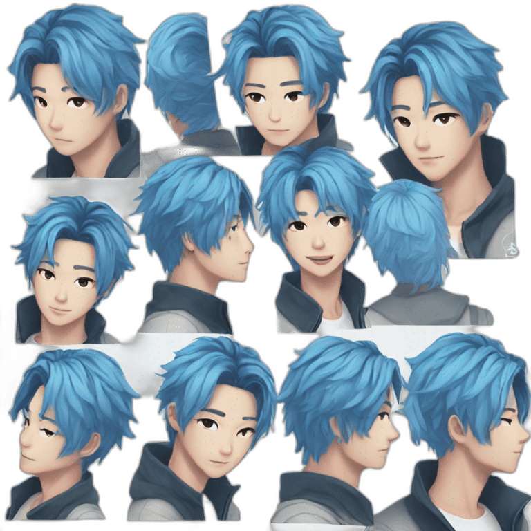 Blue hair Kpop idol male emoji