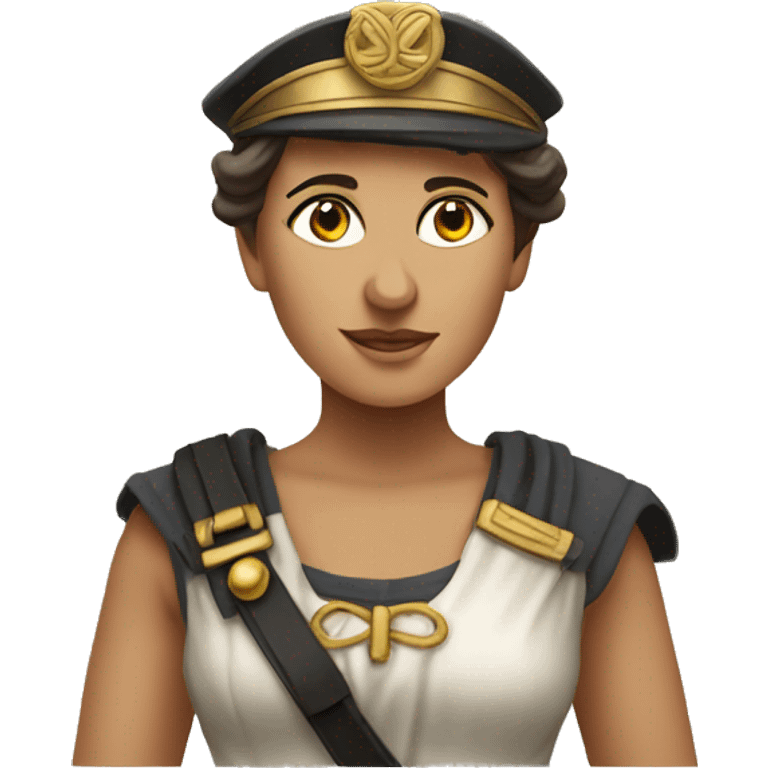 Ancient Greek female ship captain at the ship's weel emoji