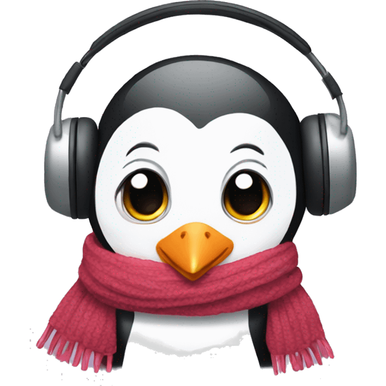 Penguin wear earmuffs and a scarf  emoji