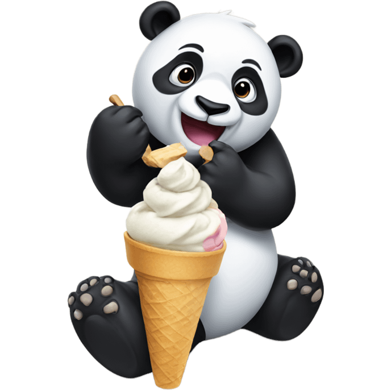 Panda eating ice cream emoji