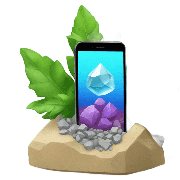 Mineral with plant and water makes a smartphone emoji