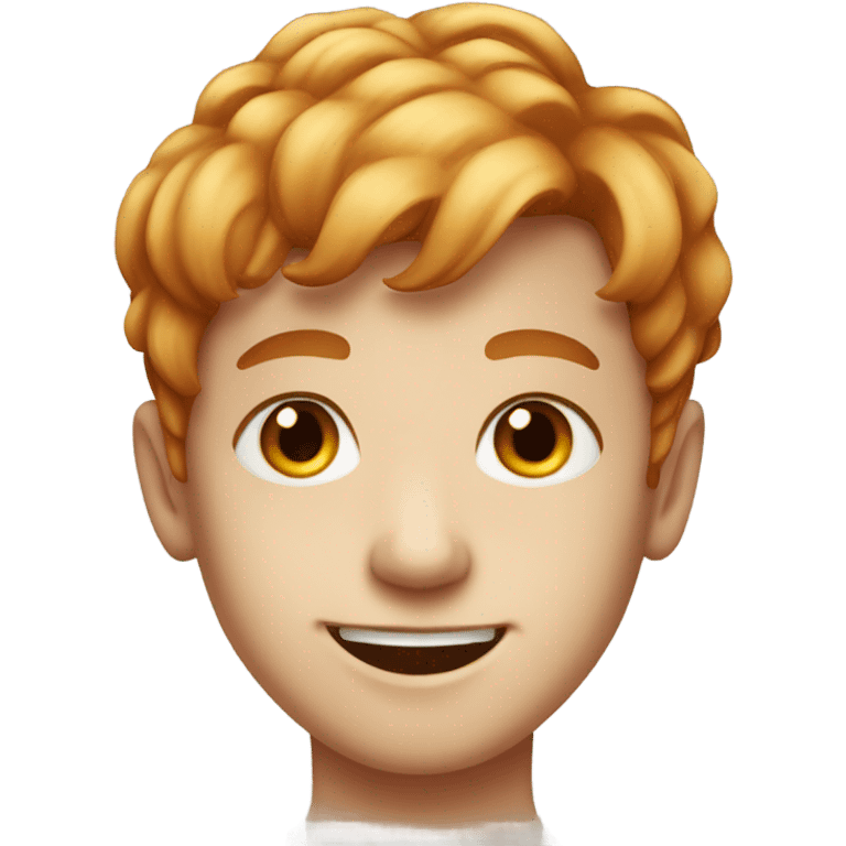 smiling boy with reddish-blonde hair and freckles portrait emoji