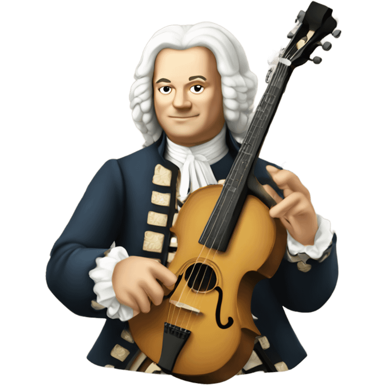 Johann Sebastian Bach cartoon holding banjo emoji