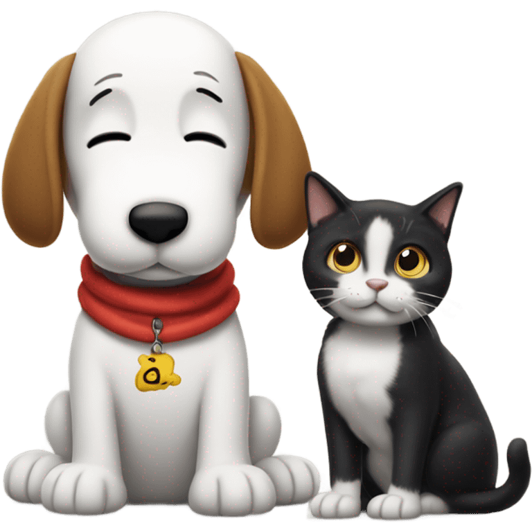 snoopy with a cat emoji