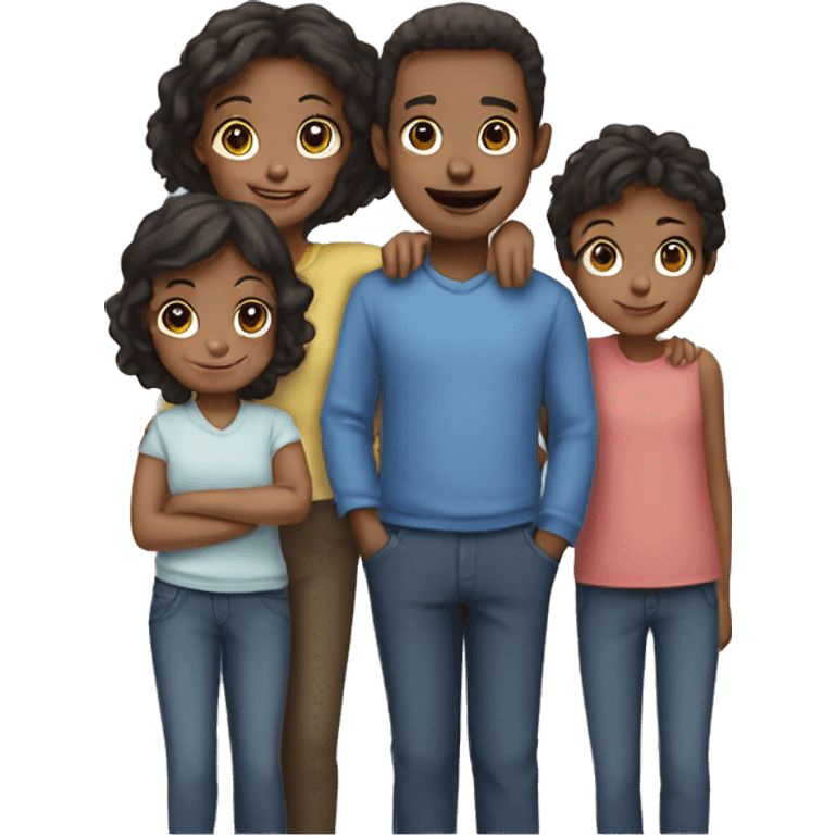 Family of six two Girls two boys  emoji