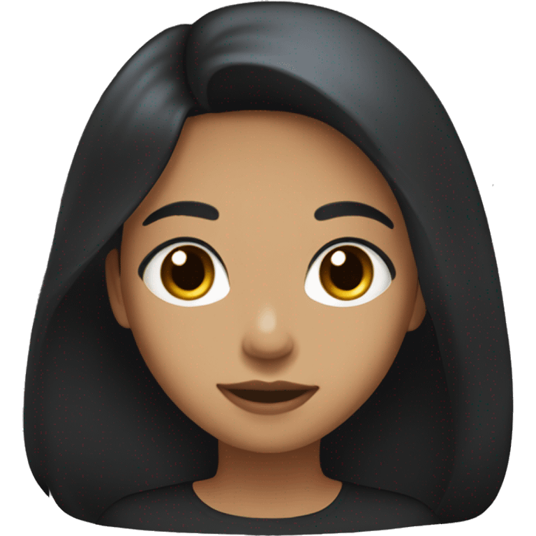 girl with long black hair, big dark brown eyes, and medium toned skin with a black shirt on emoji