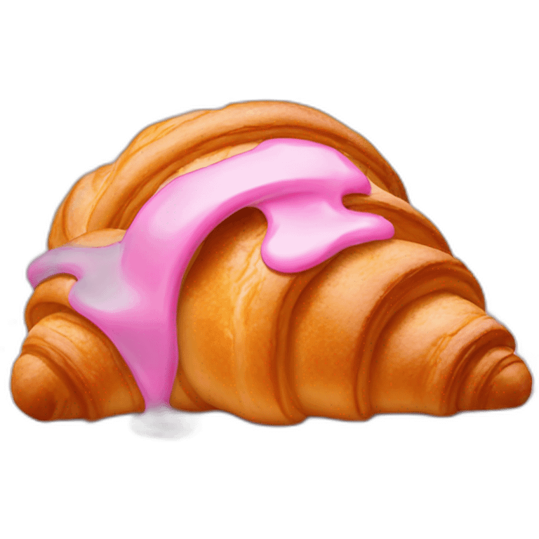 croissant with pink glacing plus cream emoji