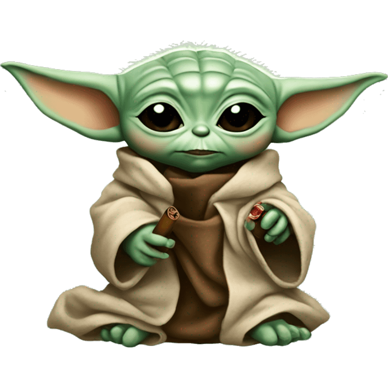 Baby yoda with a cigar emoji