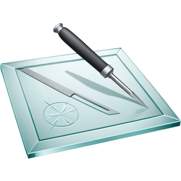 Glass carving icon, piece of glass being etched with carving tools, fine lines and patterns on the glass surface, glass cutter, minimalistic style, clean lines, transparent background. emoji