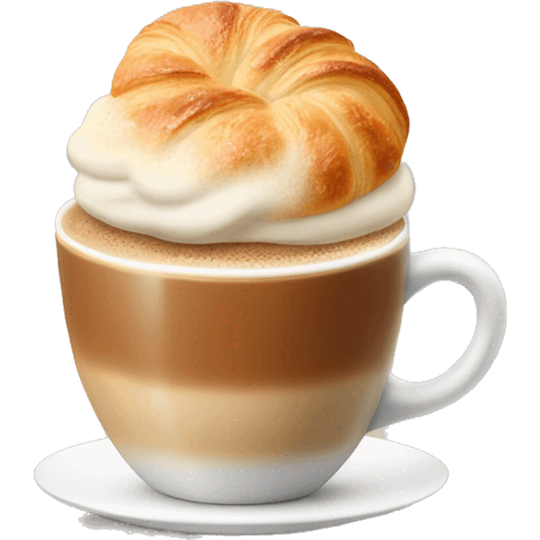 Cup of cappuccino with croissant emoji