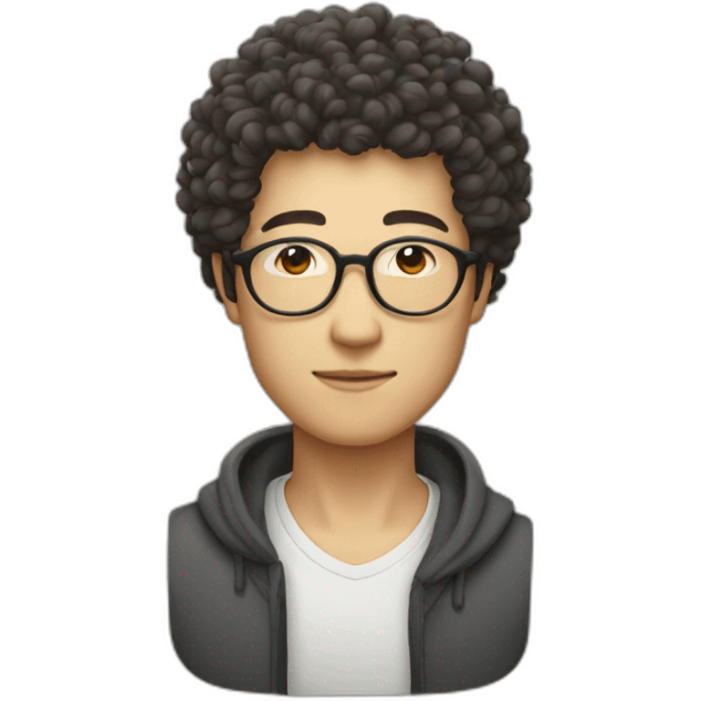 Japanese man with natural perm, round glasses. glasses emoji