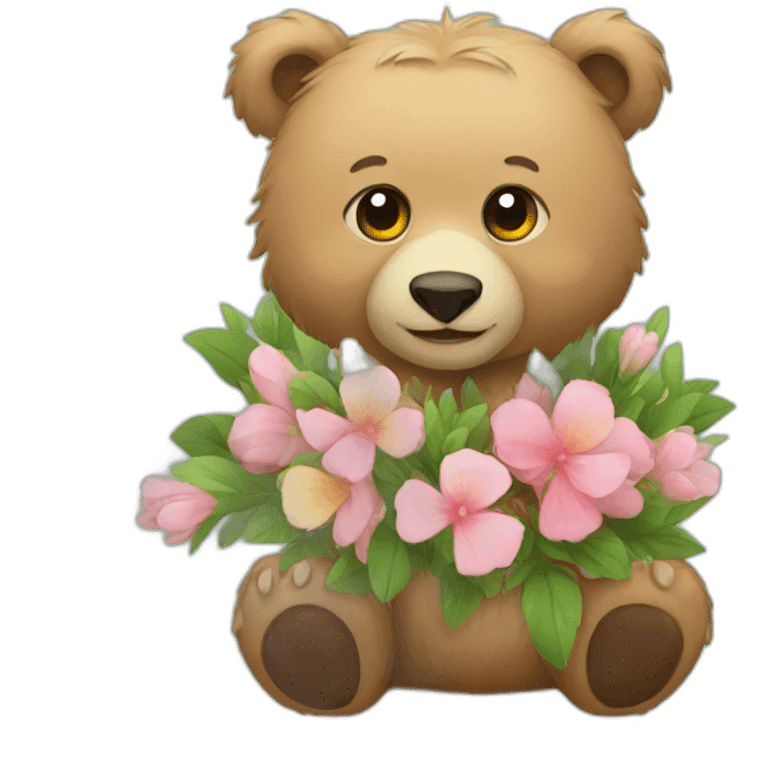 bear with flowers emoji