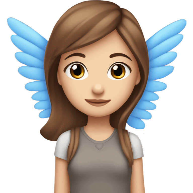 Blue eyes and brown hair girl with wings ￼ emoji