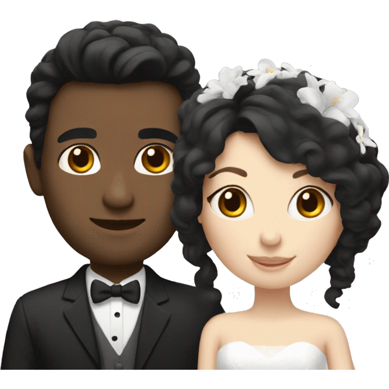 White skin Couple Wedding together having black hair  emoji