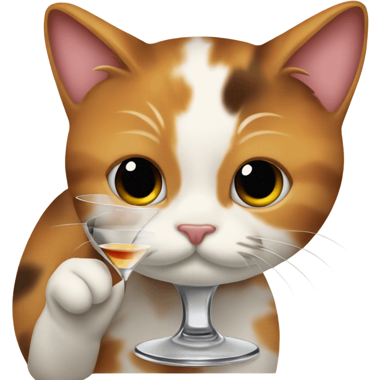 Calico cat with a martini emoji