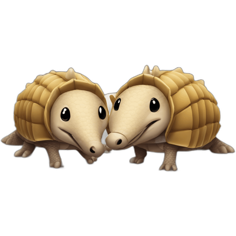 two armadillos smiling lying side by side in bed emoji