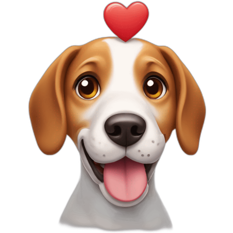 Smiling beagle dog with a heart-shaped tag emoji