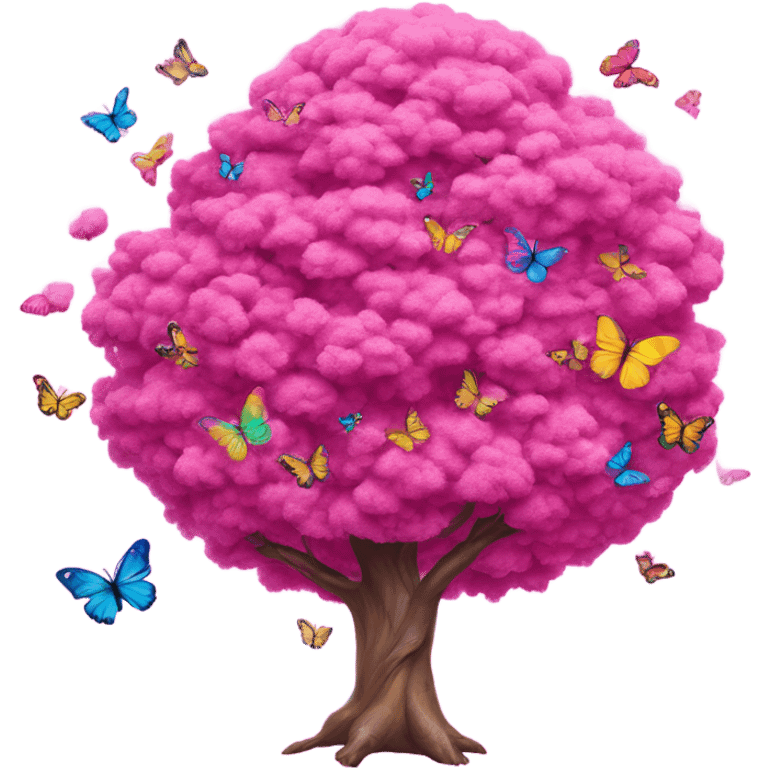 Pink Lisa frank tree covered with butterflies  emoji