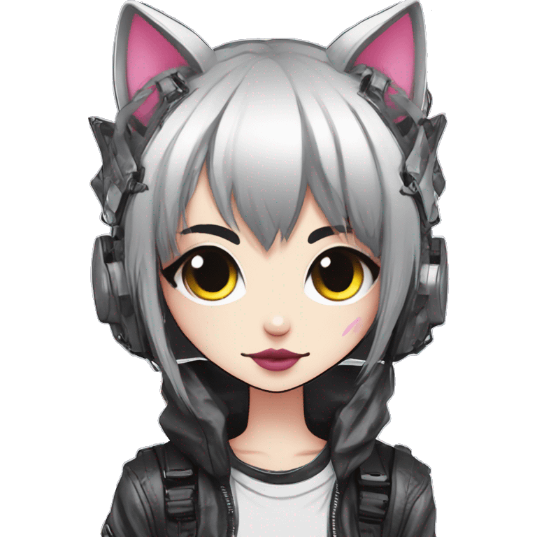 Edgy Kawaii Cute Cool Cartoon Anime Punk Techwear Gothic Catgirl emoji