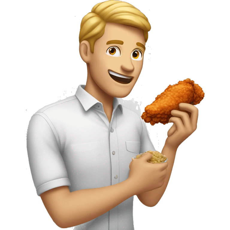 White man eating fried chicken emoji