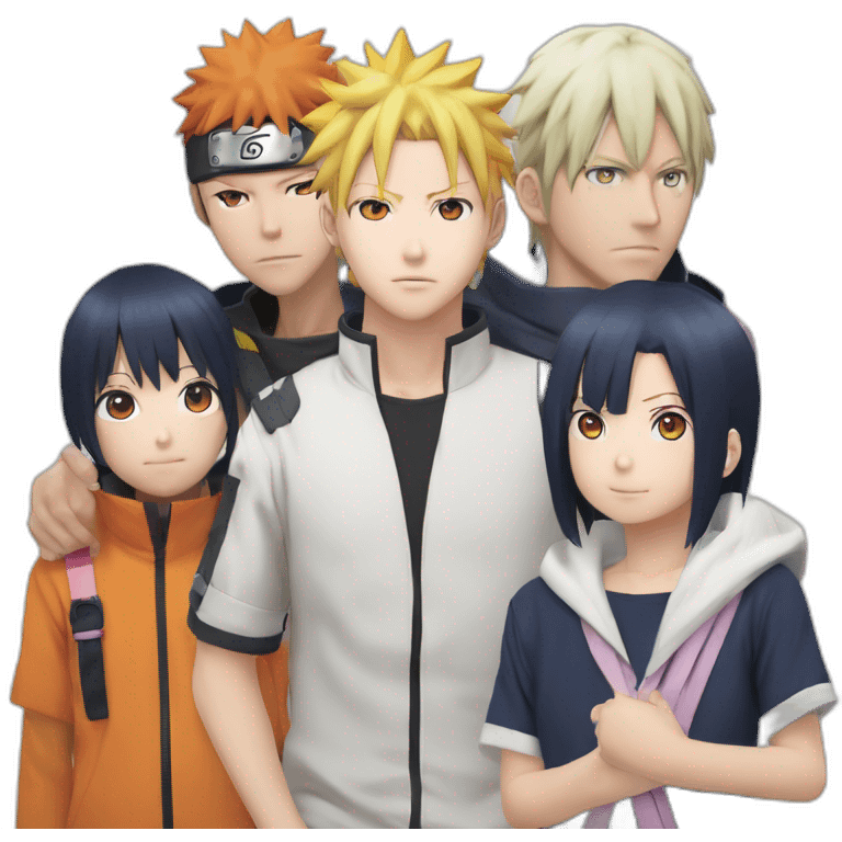 Hinata famille avec boruto,himiwari et naruto emoji