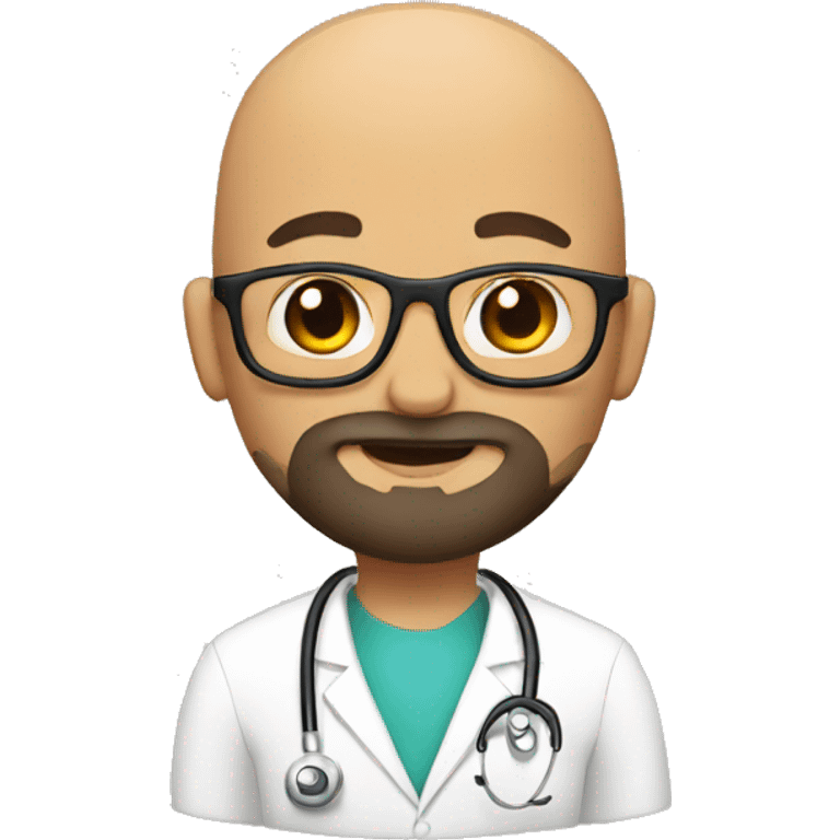 Bald tan doctor with a crown and black beard emoji