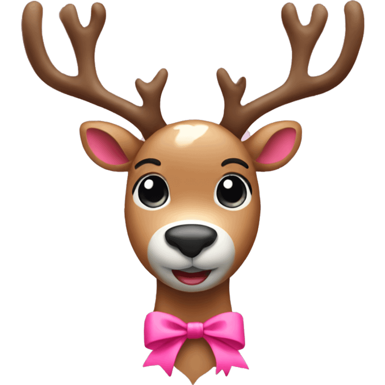 reindeer with pink bow emoji