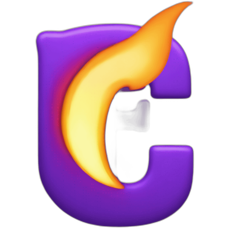 purple letter F  on fire emoji