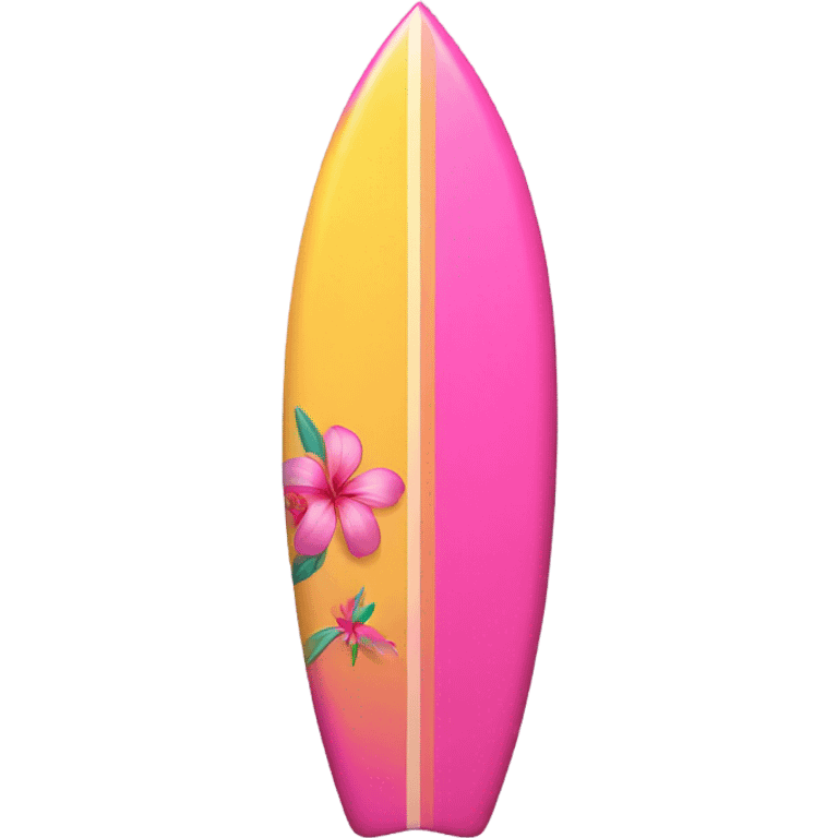 Pink surf board with a beach flower on it  emoji