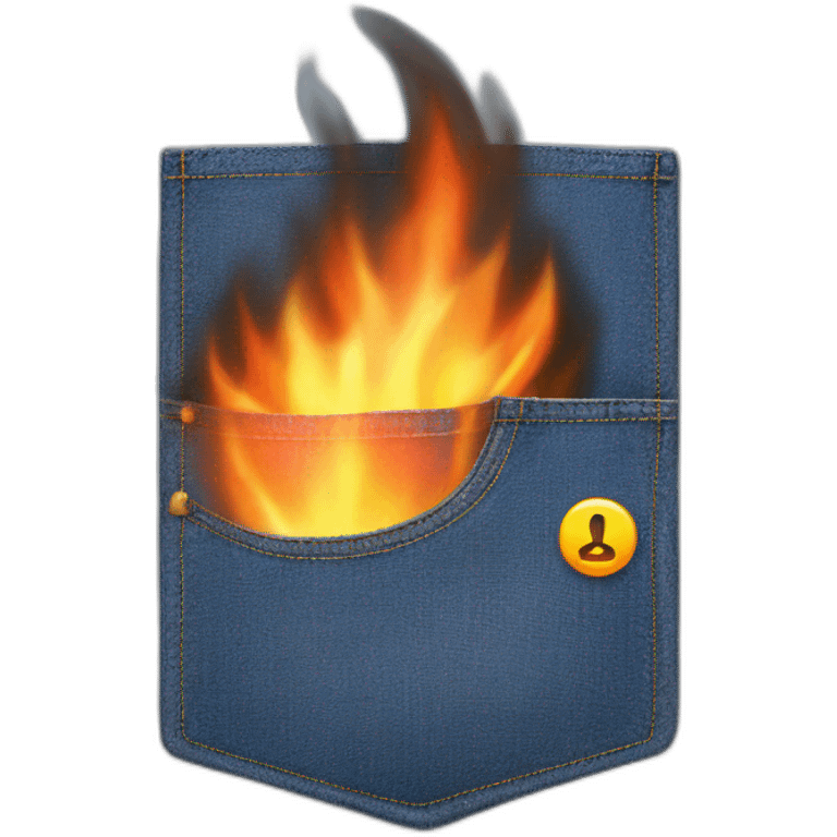 denim pocket on fire with a no sign on the front of the pocket emoji