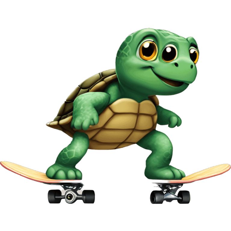 Turtle riding a skateboard  emoji