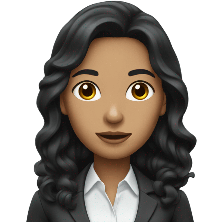 business woman long wavy black hair emoji