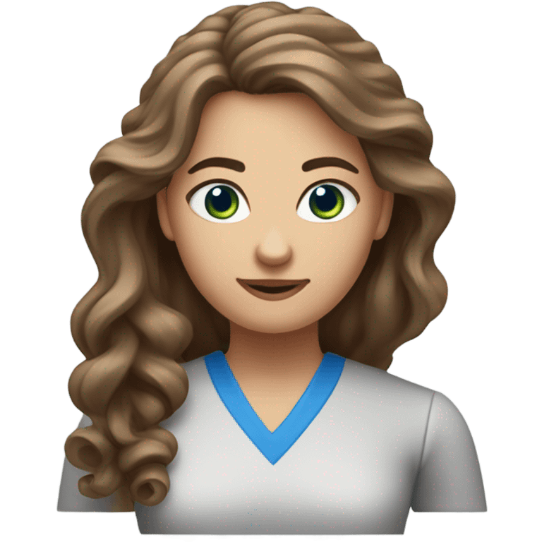 Create a female PE teacher emoji. She must have long brown volumed curled hair, She MUST have blue eyes. Brown hair. And a whistle around her neck. emoji