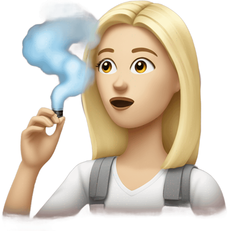 Blonde girl hitting vape emoji