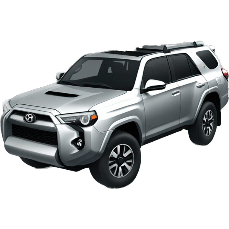 A silver Toyota 4Runner with a christmas tree on the roof.  emoji